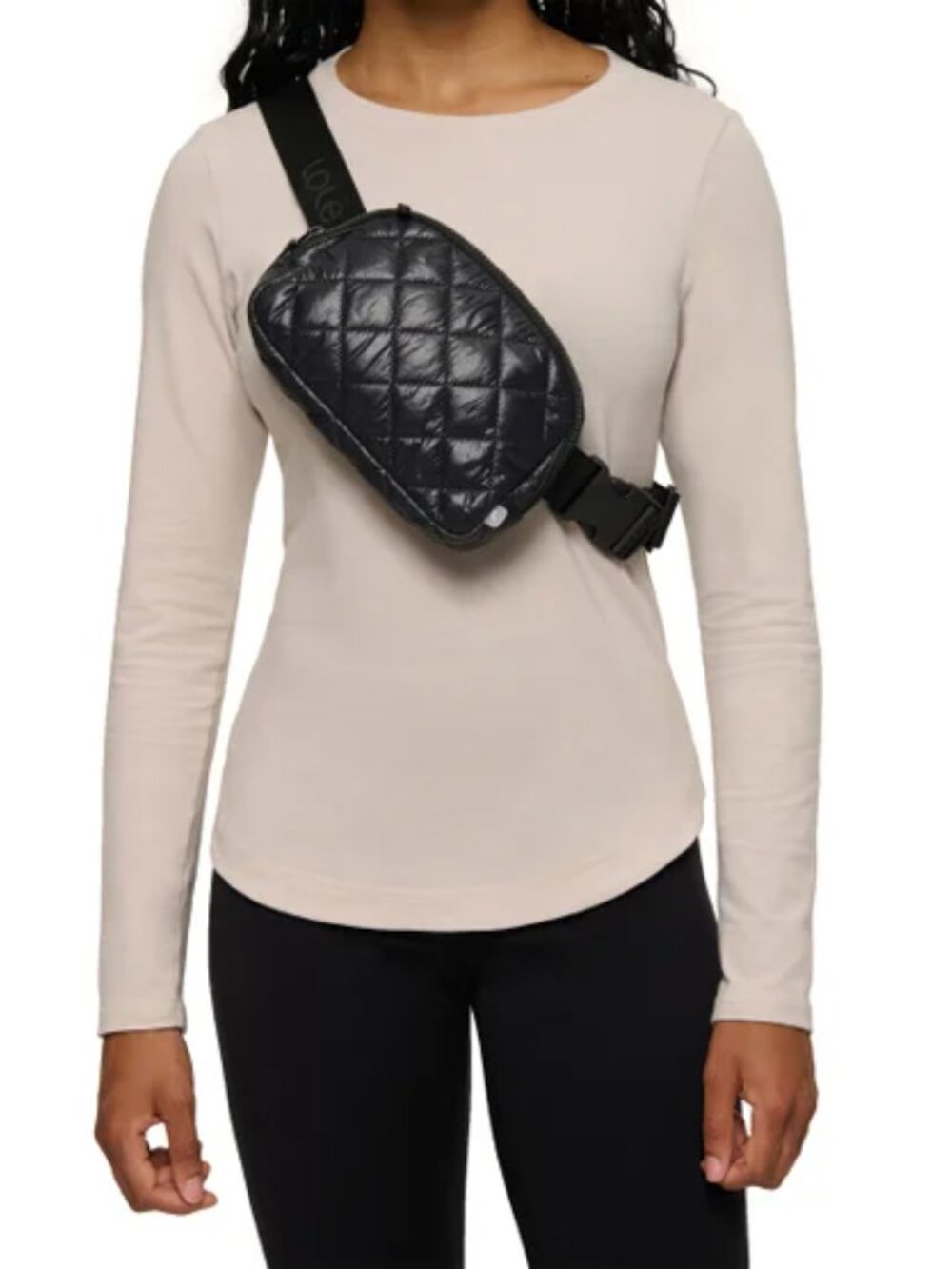 Lolë Unisex Quilted Belt Bag Adjustable strap Secured B Pocket, Color Black, NWT